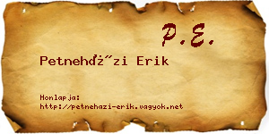 Petneházi Erik névjegykártya